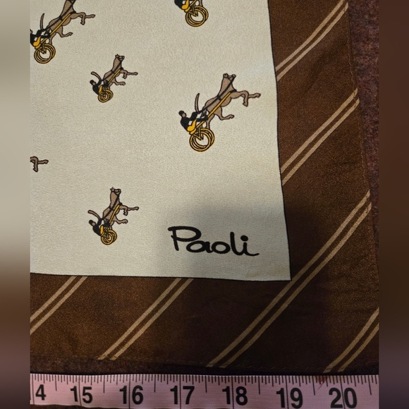 Vintage Paoli  Scarf Featuring Grand Circuit Horse Racinf Images - Picture 2 of 6